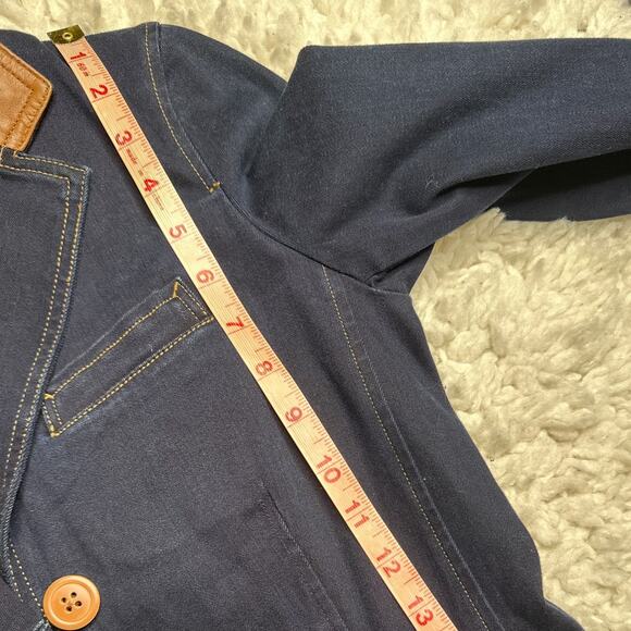 Lauren Ralph Lauren Denim Jacket Leather Collar Barn Jacket Lightweight Button - Picture 7 of 15